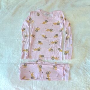 Hanna Andersson Girls Long Sleeve Pajama Set,pink,yellow,Lion Design,10G,140cm